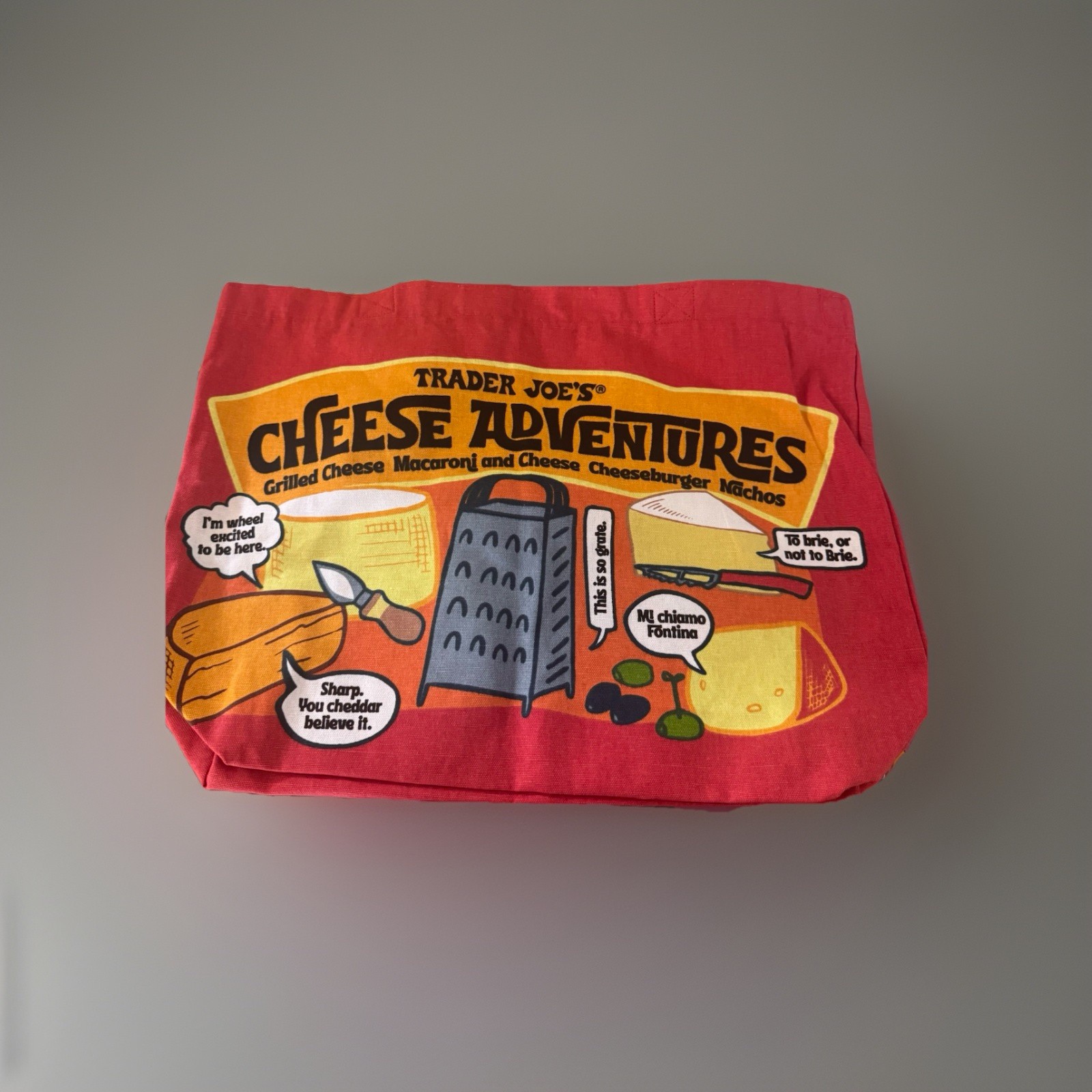 Trader Joe’s NEW🧀 Cheese Adventures reusable canvas shopping bag/tote NWT