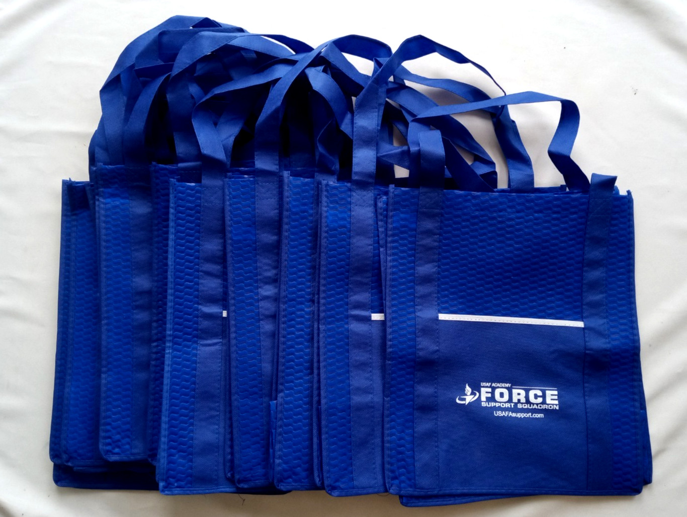 13/pcs-Shopping Tote Bags Reusable Blue Logo: USAF FORCE 15″x12.5″x 8″ -New