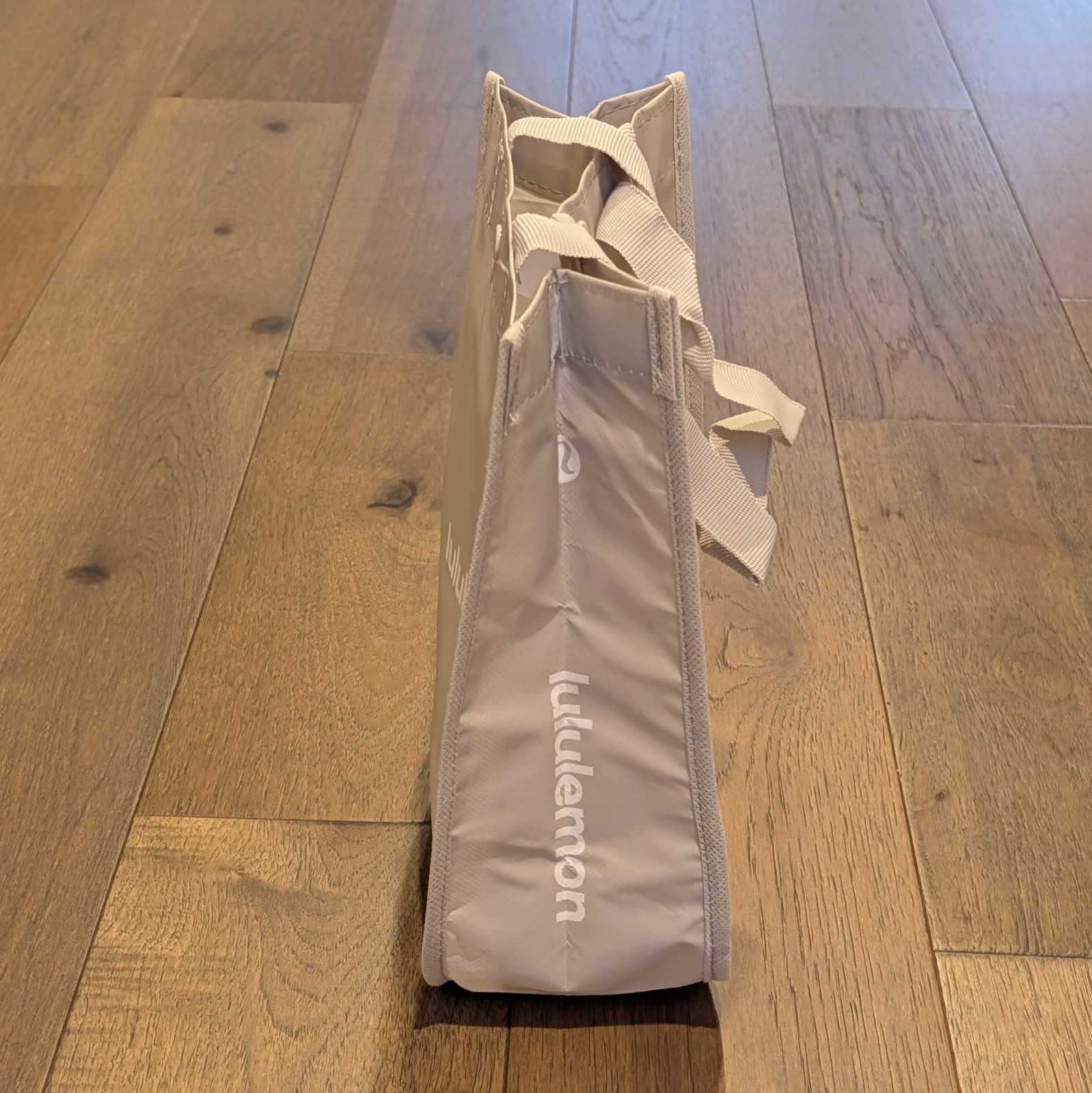 Lululemon Small Lot of 2 Reusable Shopping Tote Bags Tan Beige Green White NEW