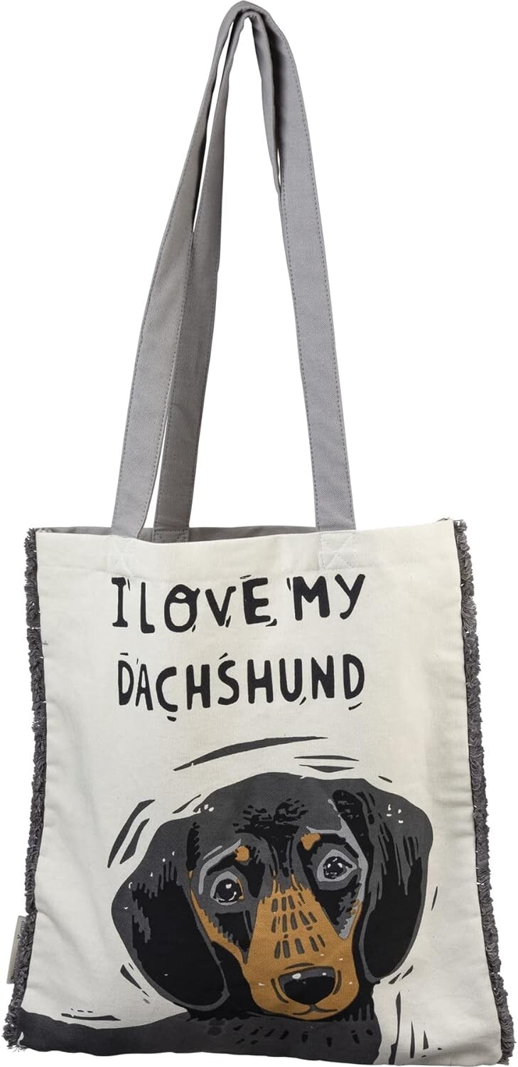 Primitives by Kathy Love My Dachshund Tote Bag Grocery Shopping Fabric Book Gift