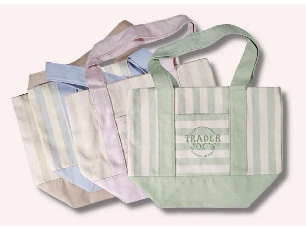 Trader Joe’s Canvas Mini Tote Bag Striped Multicolor 13x11x6 in New