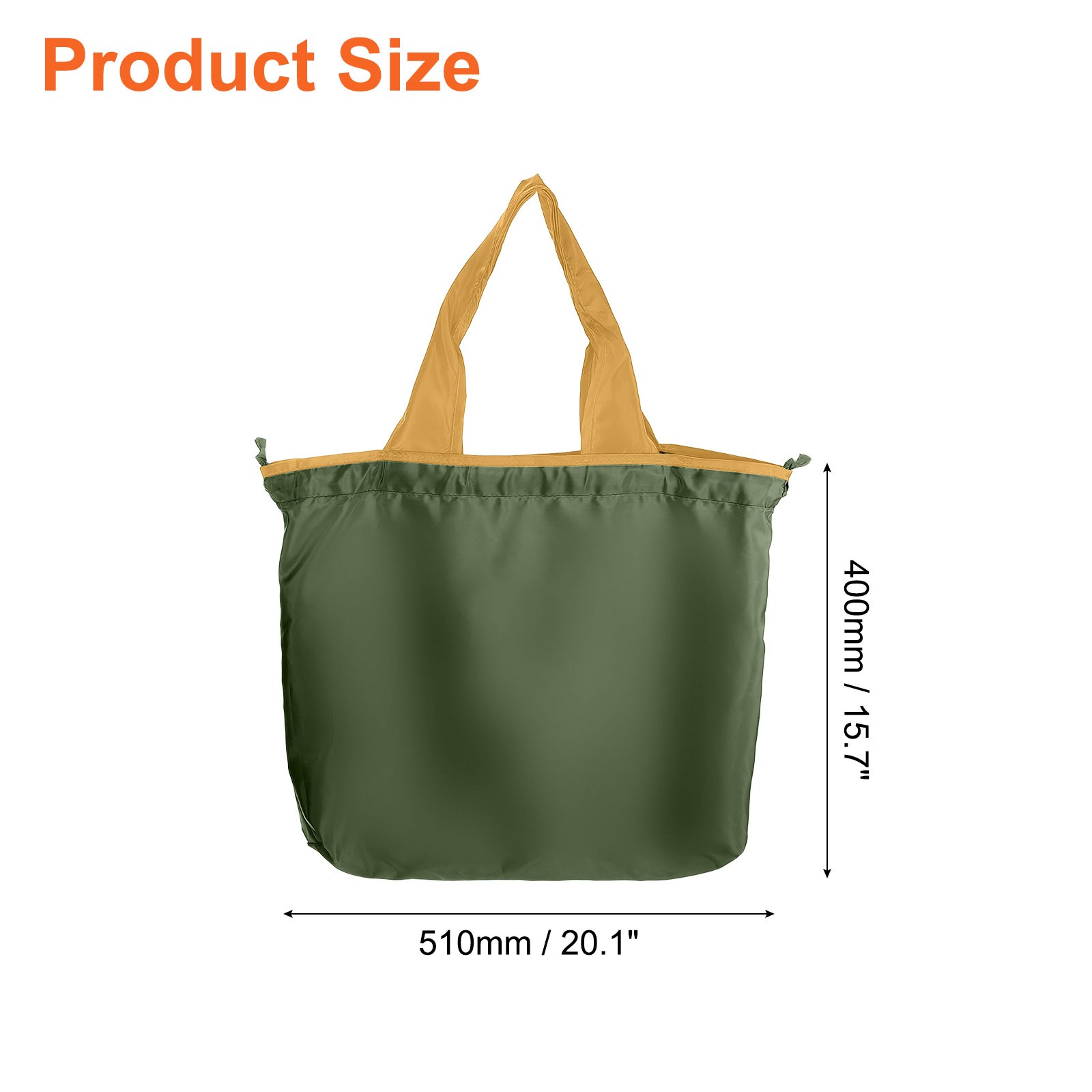 1Pcs 20″ x 16″ Washable Shopping Totes Fit in Pocket (Dark Green)