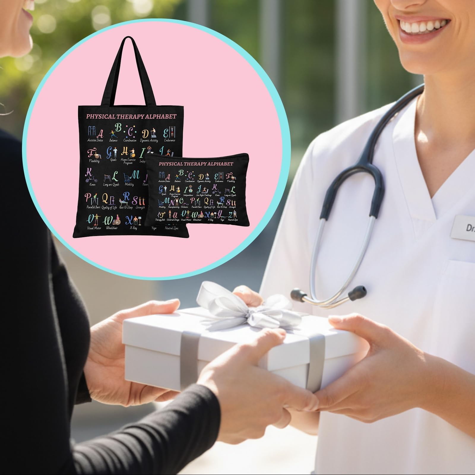 2 Pcs Physical Therapy Gifts Physical Therapist Tote Bag with Makeup Bag Occu…
