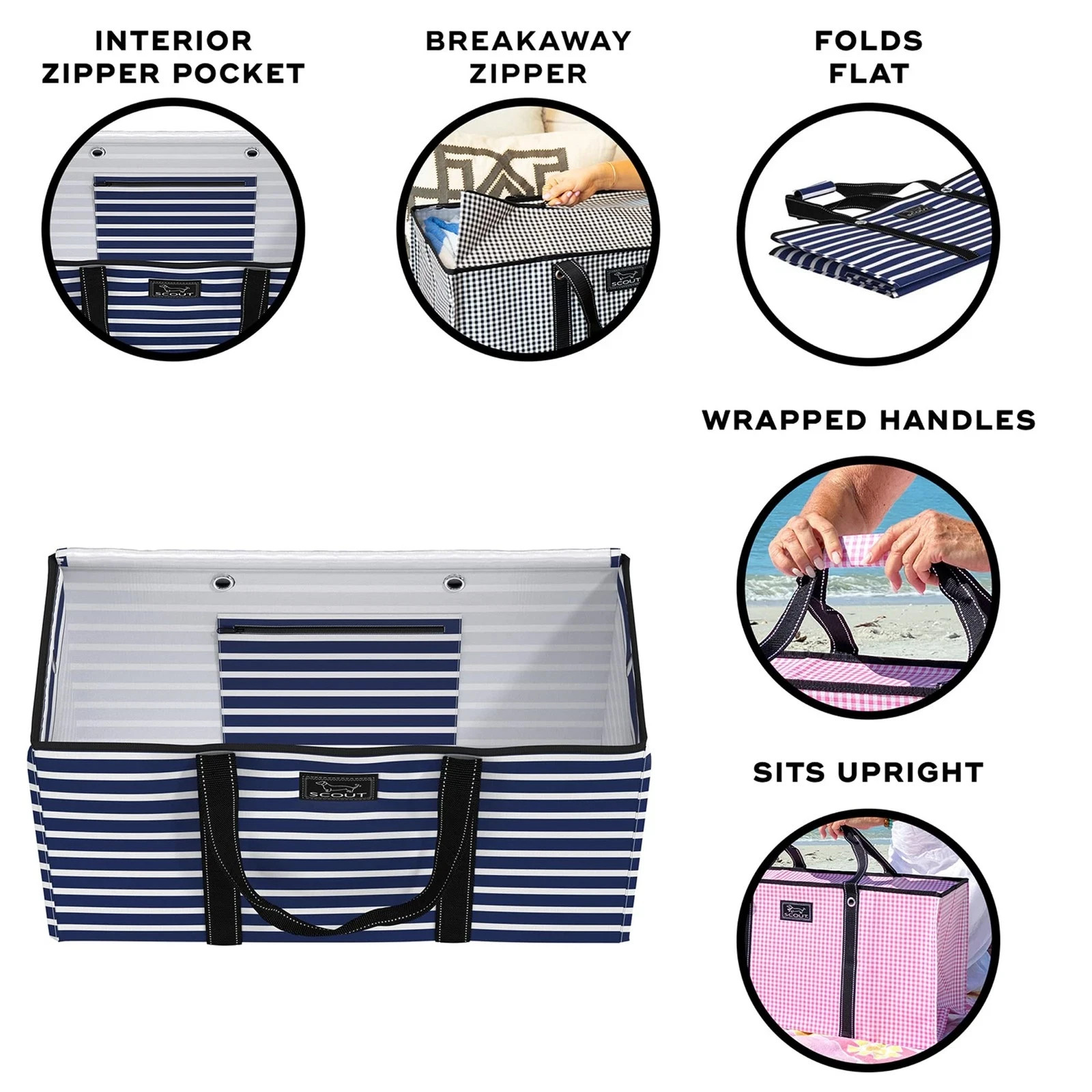 SCOUT NEW Errand Boy Zip Tote XXL Reusable Utility Bag Beach Folds NWOT
