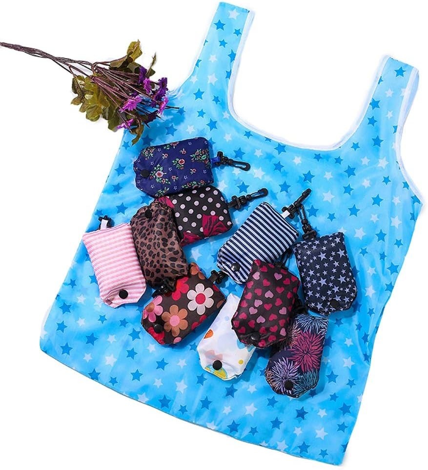 Lightweight Foldable Grocery Bags – 6 Pack Reusable Tote for Travel & Storage