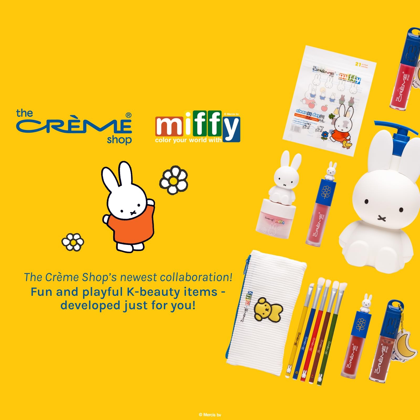 The Crème Shop Miffy Perfect Travel Makeup Bag, Cute Zipper Pouch, White
