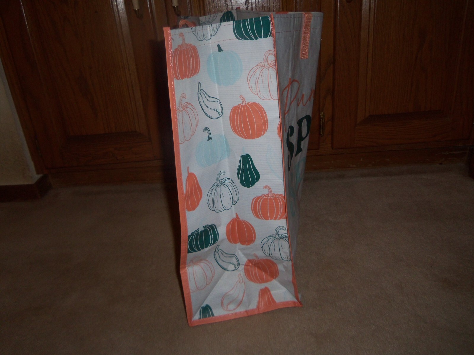 NEW, PUMPKIN SPICE BABY Reusable Grocery or Shopping Bag Tote, 20.5″ X 17