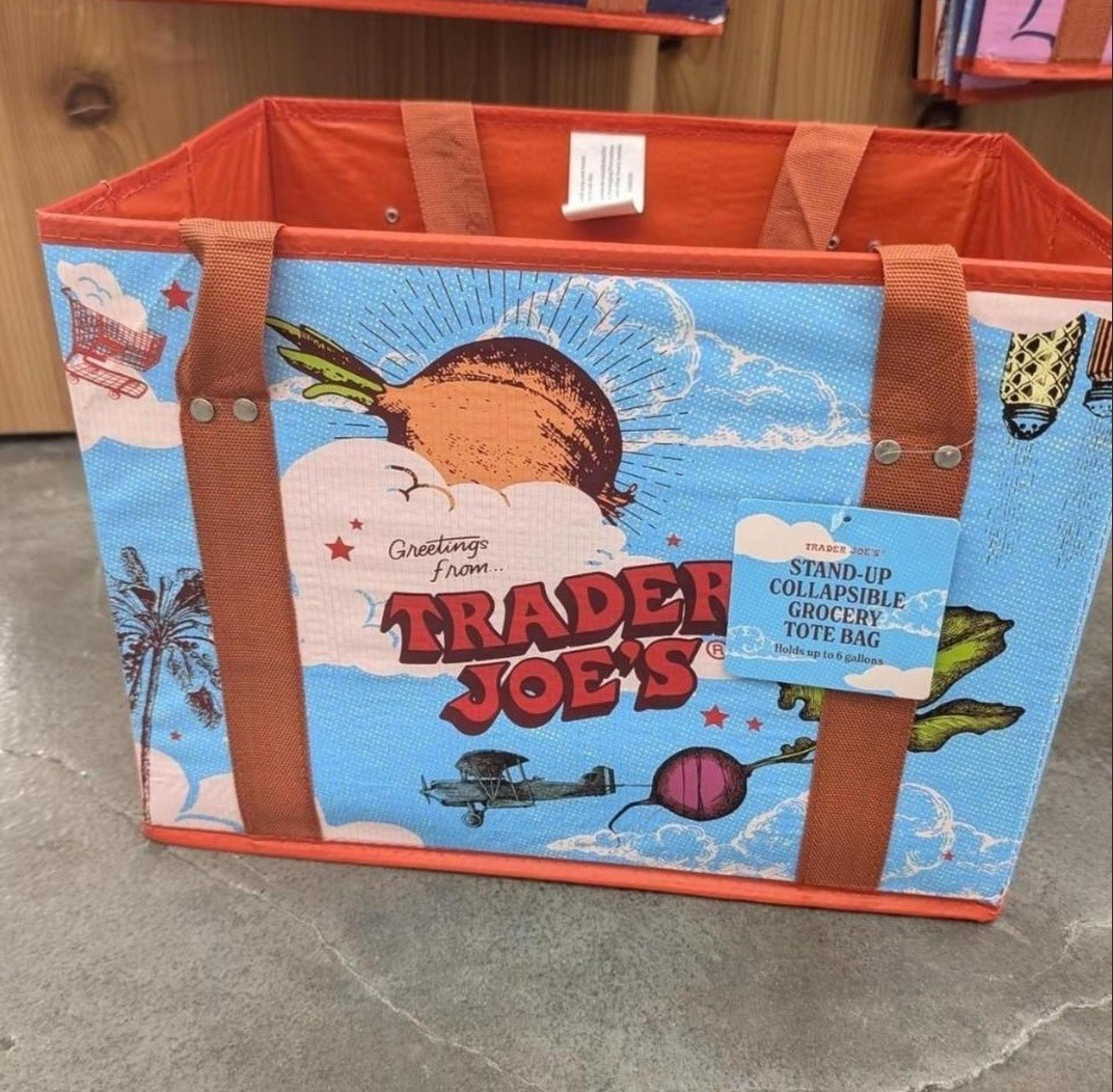 🔥Trader Joe’s Limited Stand-Up Collapsible Tote Bag Brand NEW Moon & Sky