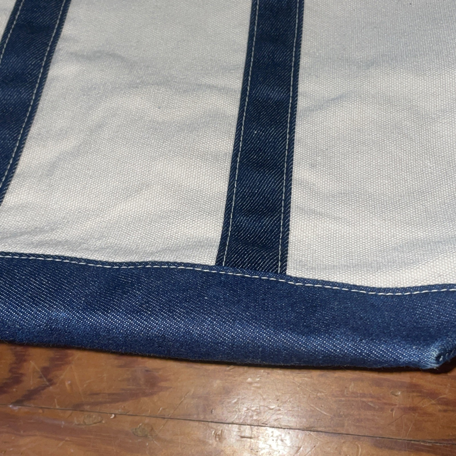 Vintage Cherokee Canvas Tote Bag With Zip Closure Blue Denim/White Canvas