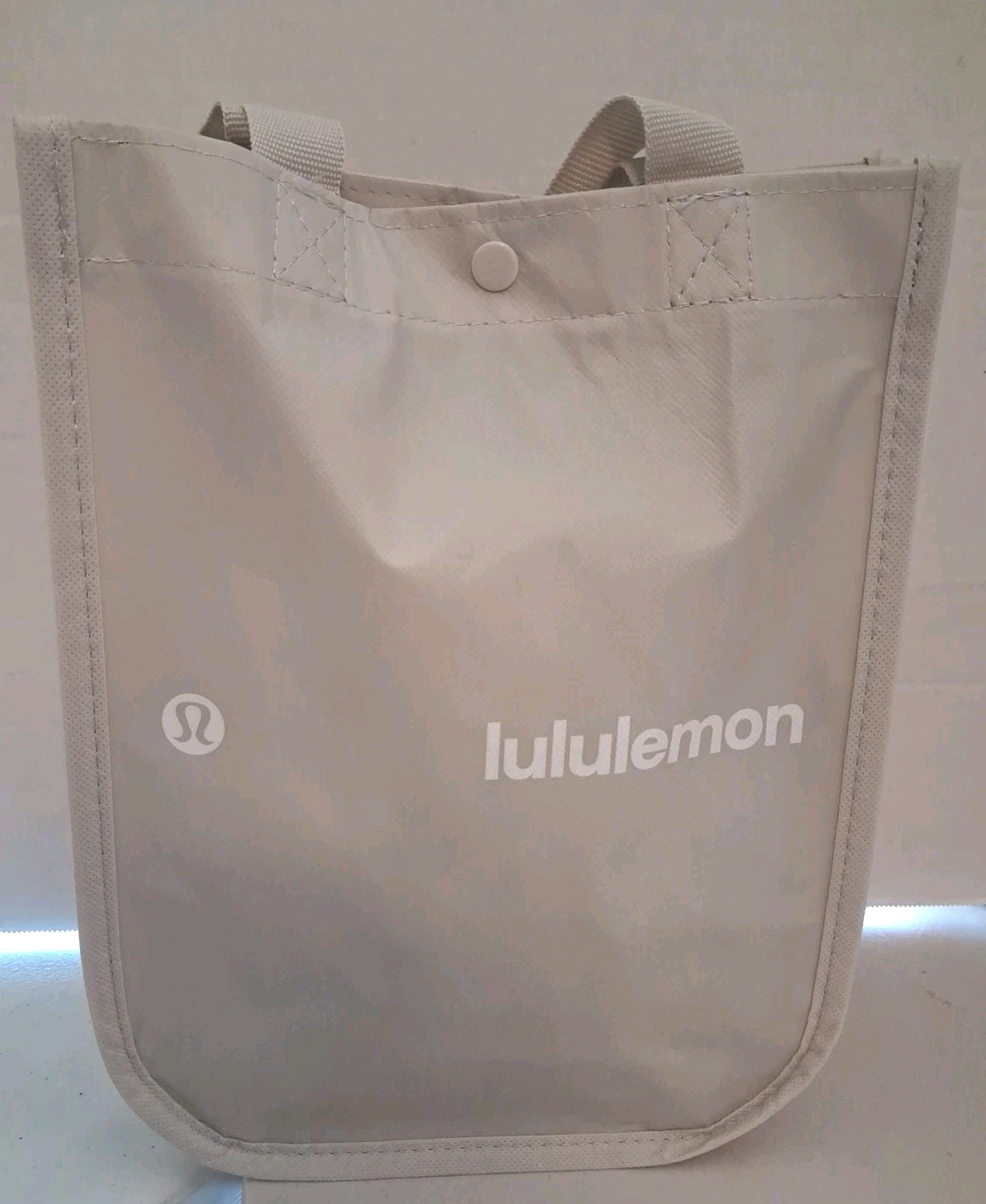 Lululemon Small Reusable Shopping Tote Lunch Bag Gray New Double Handles