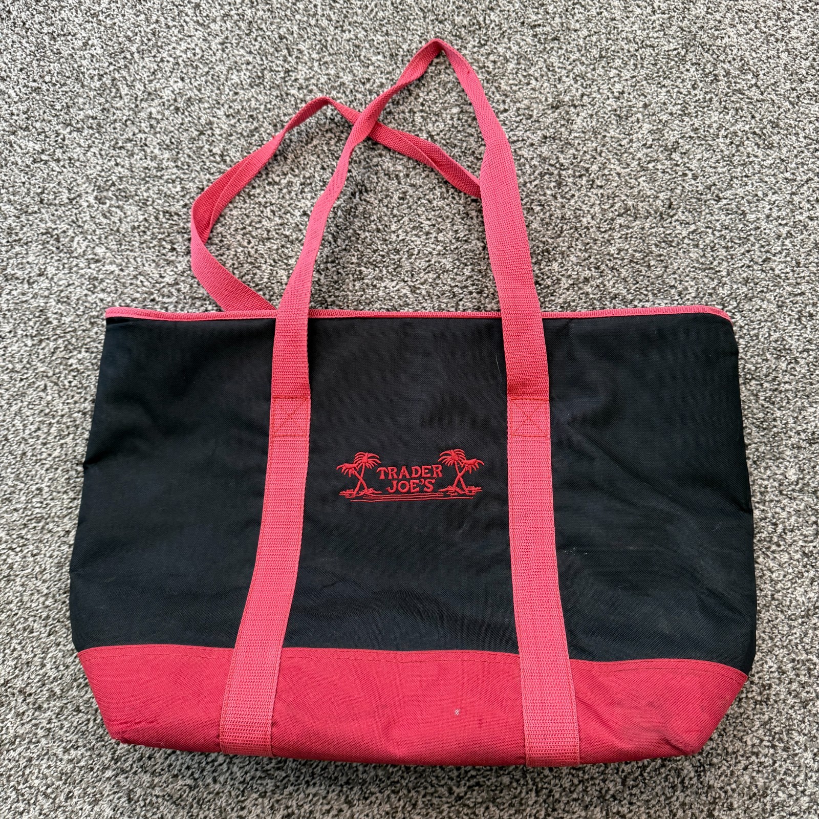 Trader Joe’s Black Red Insulated Large Cooler Tote Reusable Shopping Bag