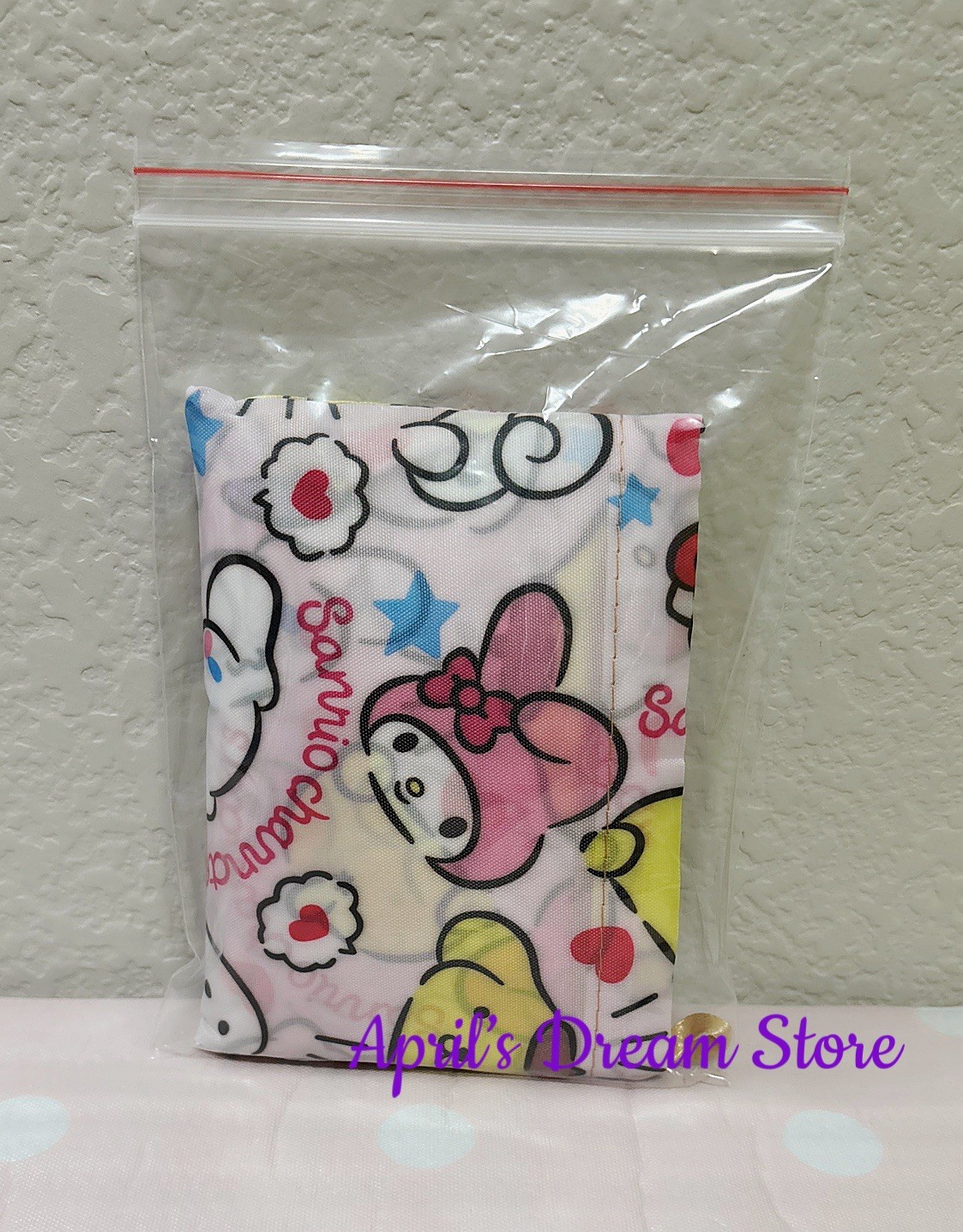 Foldable Tote Shopping Bag Sanrio Characters Heads Pink