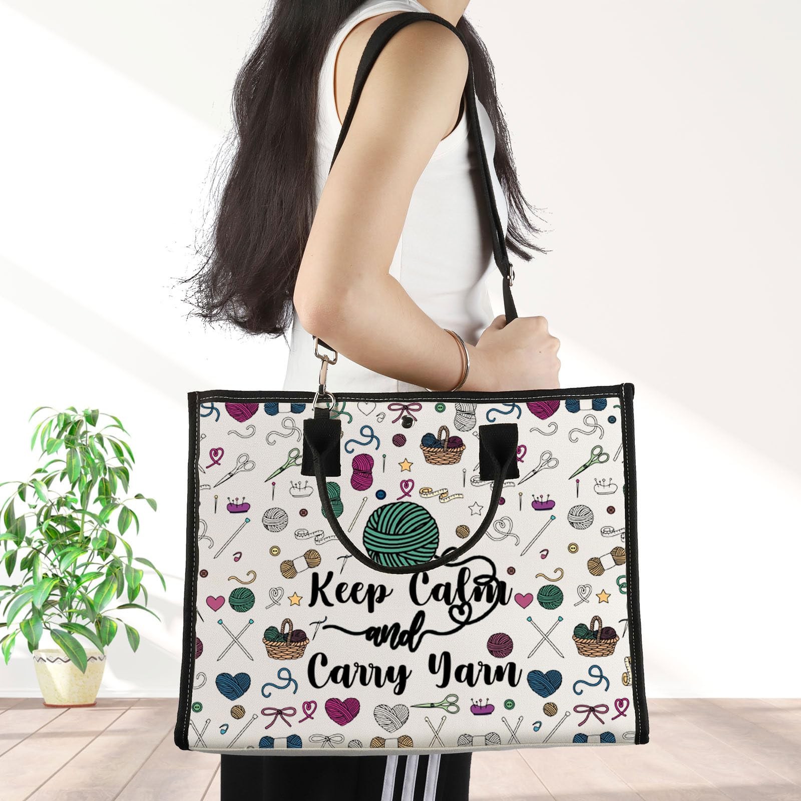 Crochet Tote Bag For Crochet Lovers Knitting Shoulder Bag Yarn Lover Bag Keep…