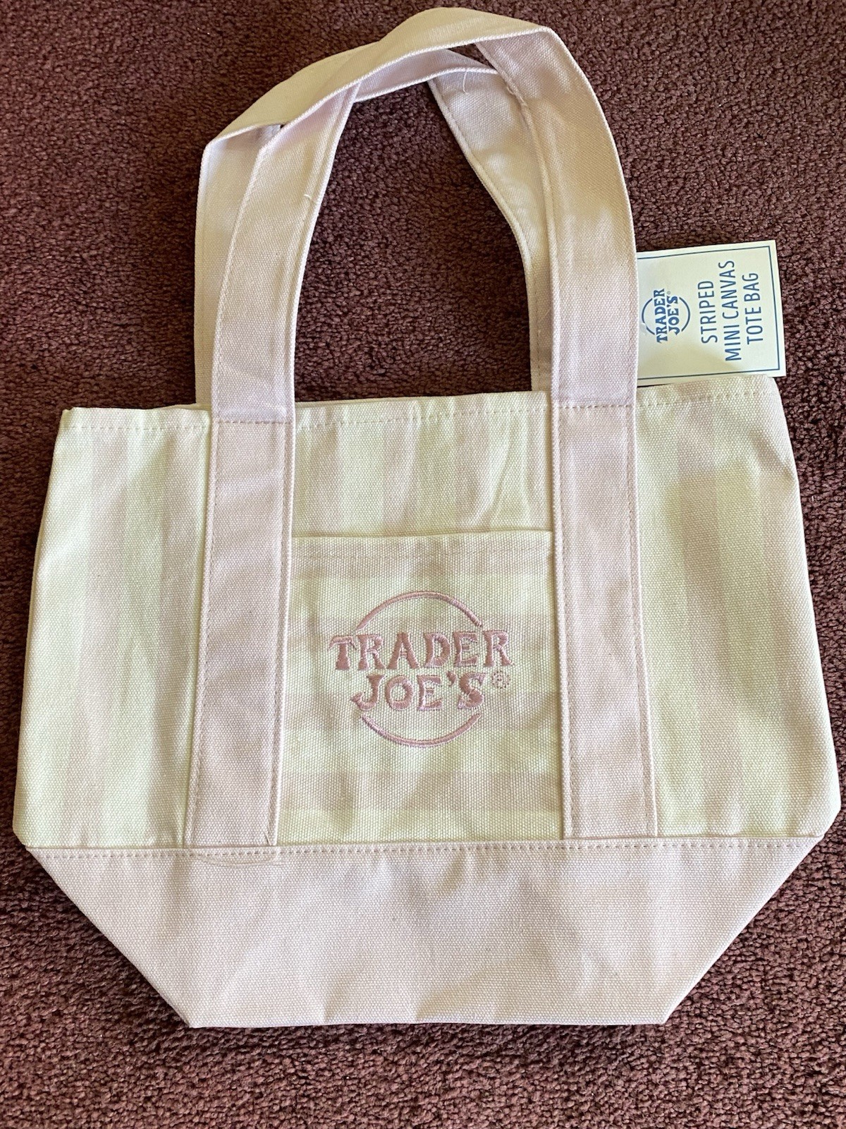 Trader Joe’s Mini Pastel Stripe Canvas Tote Bag Limited Edition Set Of 4 In Hand