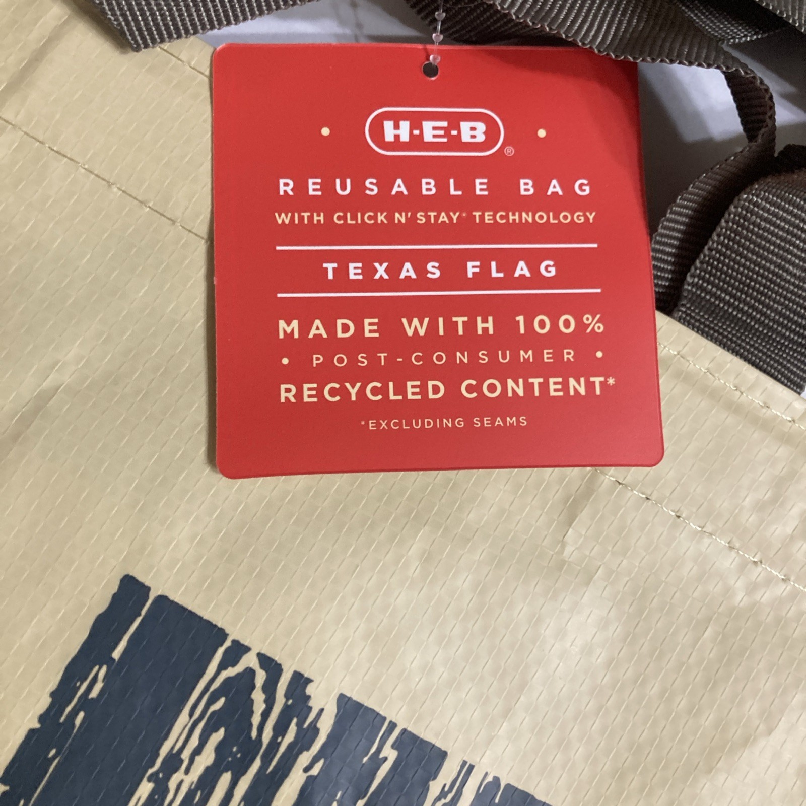 HEB Texas Tote Bag Flag Click and Stay Red White Blue New
