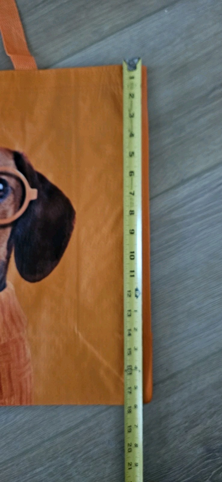 NEW ADORABLE Shopping Bag Orange With Dachshund W/eye glasses,Reusable