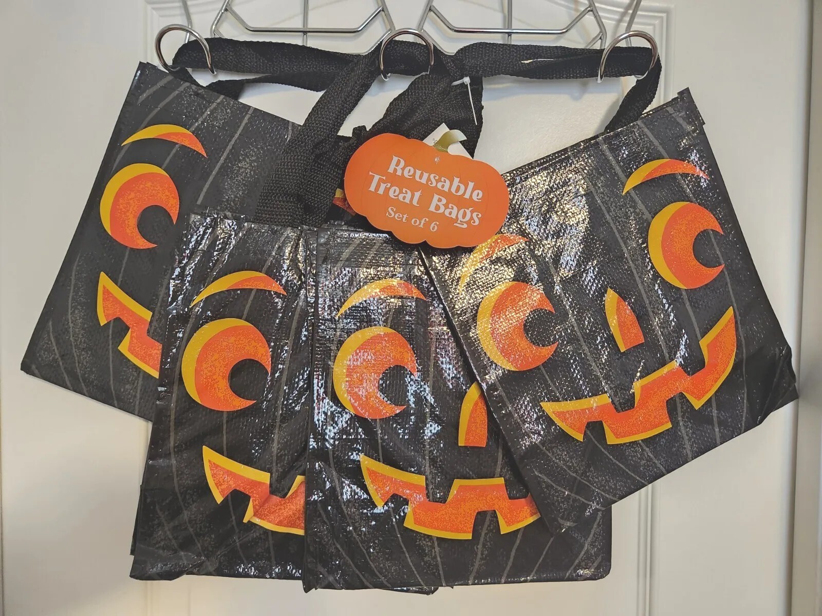 6 Pack Halloween Reusable Treat Bags Shopping totes Gift Bags 10″x11″x5.5″ 🎃
