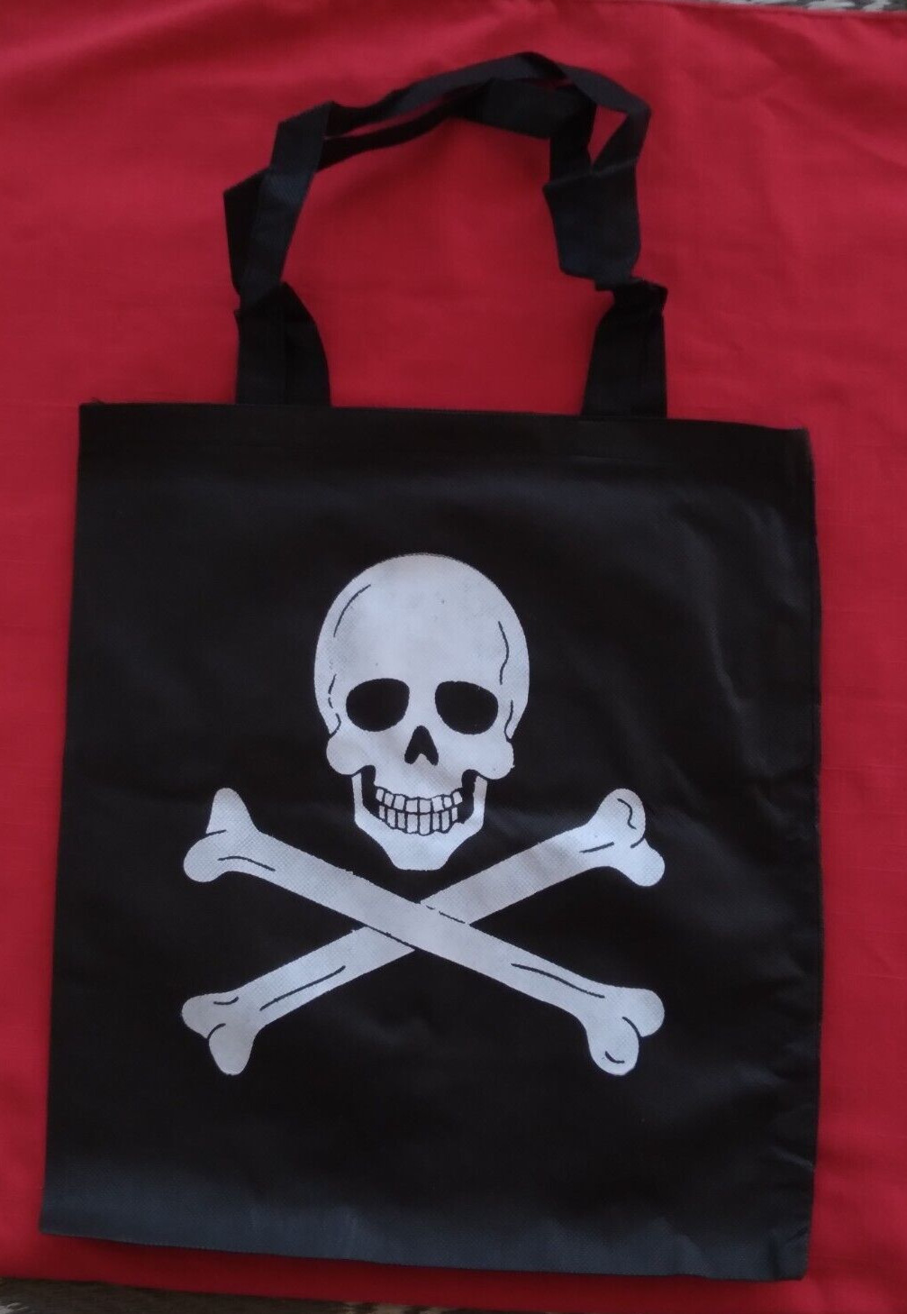 10 Pirate Skull and Crossbones canvas reusable tote bags (lightweight)