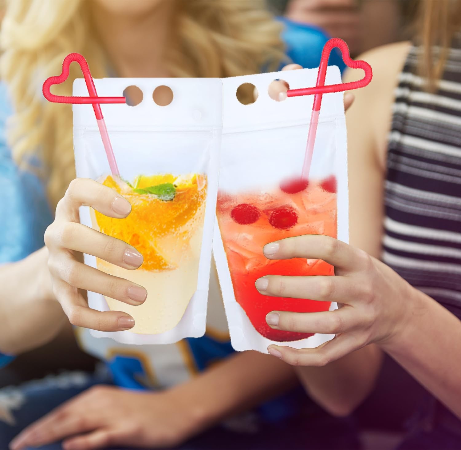 PANRRPERS 20 PCS Drink Pouches Bags with 20 Disposable Plastic Straws, 20