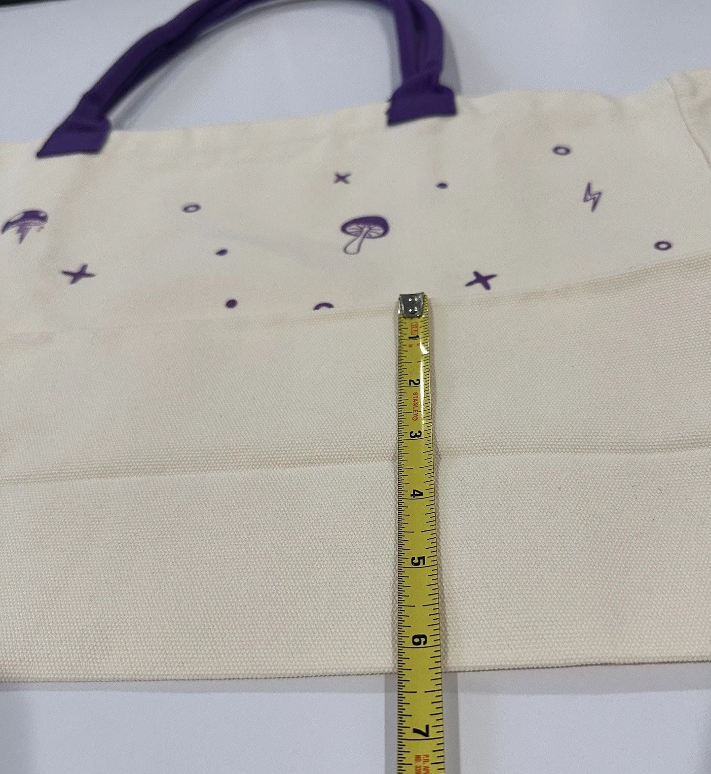 Everyday Dose XL Tote Bag Purple Mushroom Cotton Canvas Oversized Reusable NWOT