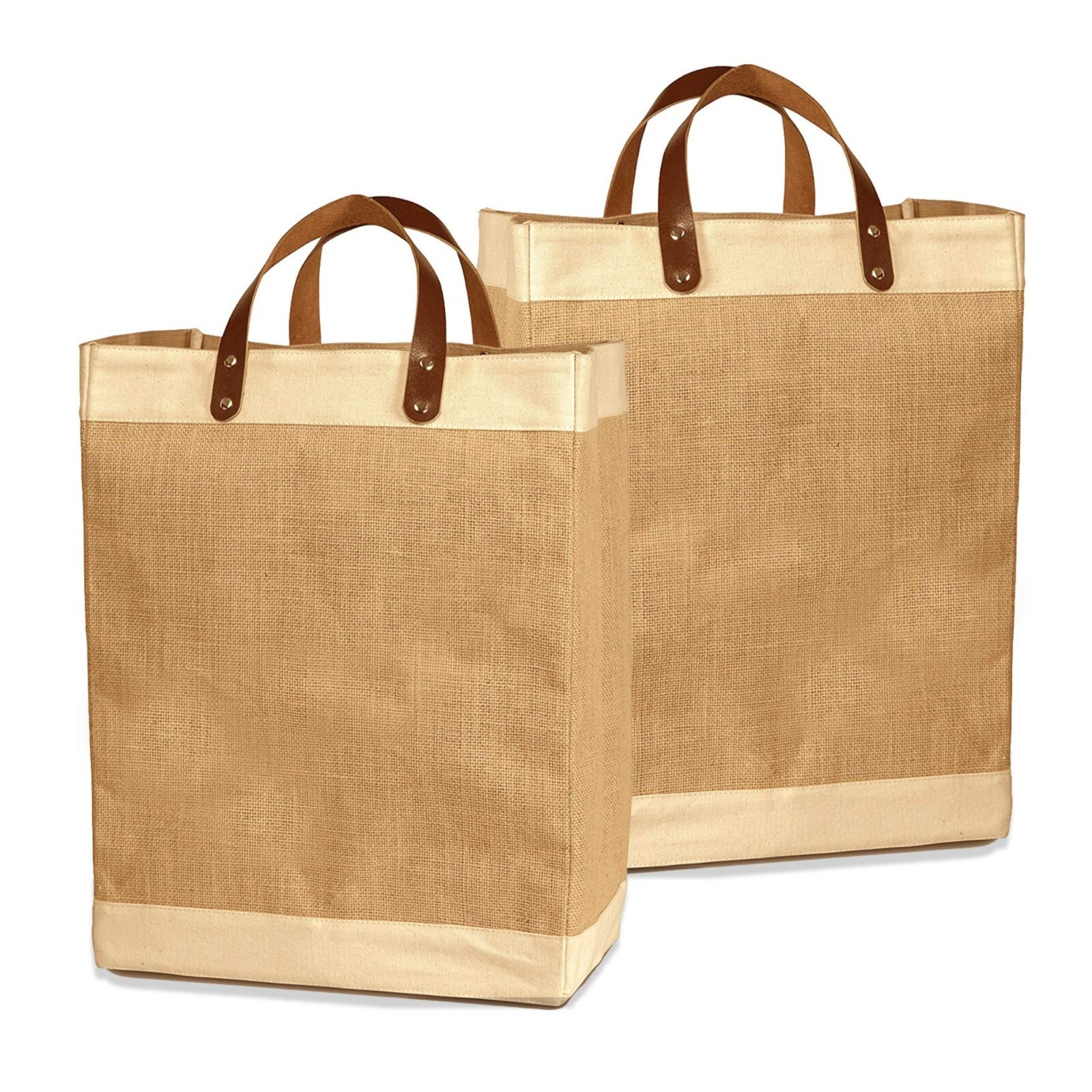 Leather Handle Jute Tote Bags Eco-Friendly Jute Carry Bag with a Touch of Nature