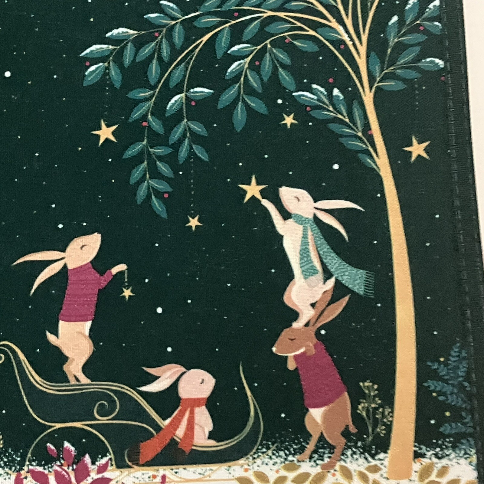 Waitrose Sara Miller Christmas Bag London Robin Bunny Deer Green Holiday 2024