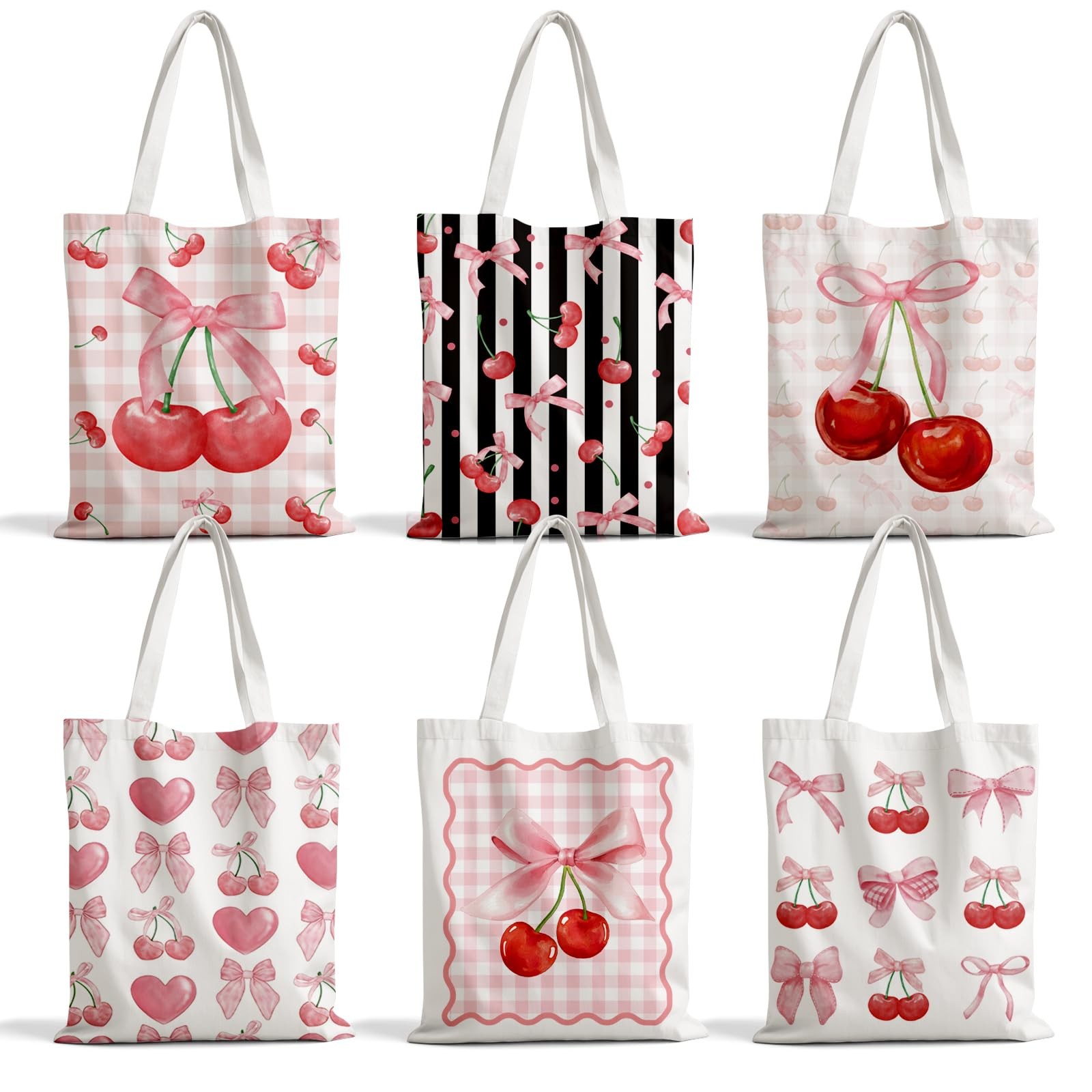 6PCS Canvas Tote Bags 15″x13″Canvas Casual Shoulder Handbag for Shopping, Goi…