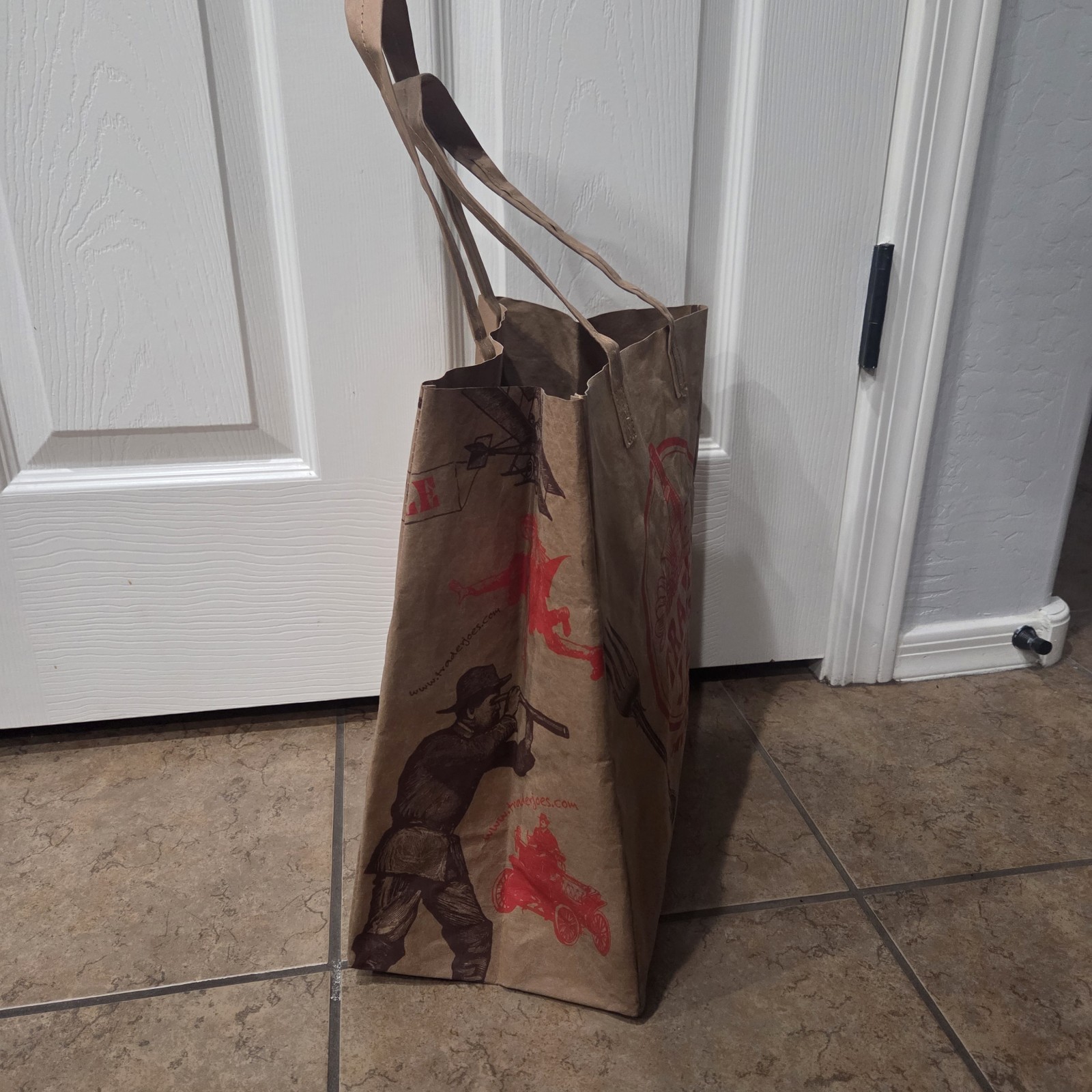 Trader Joe’s Reusable Washable Brown Natural Paper Shopping Grocery Tote Bag