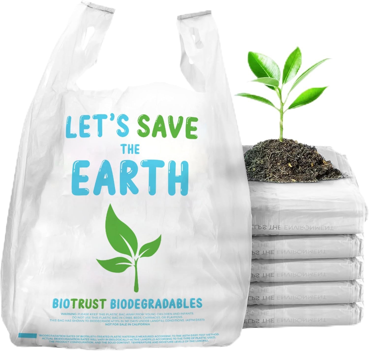Biorift 1000ct Large T-Shirt Bags | Durable Grocery Shopping Bags | Made in USA