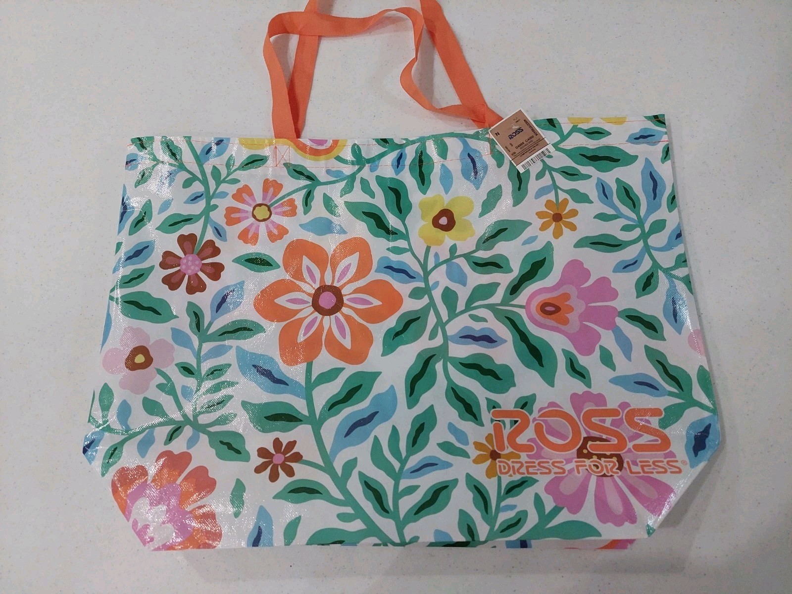 ROSS Dress For Less Reusable Shopping Bag Large Tote Plant Flower Floral Design
