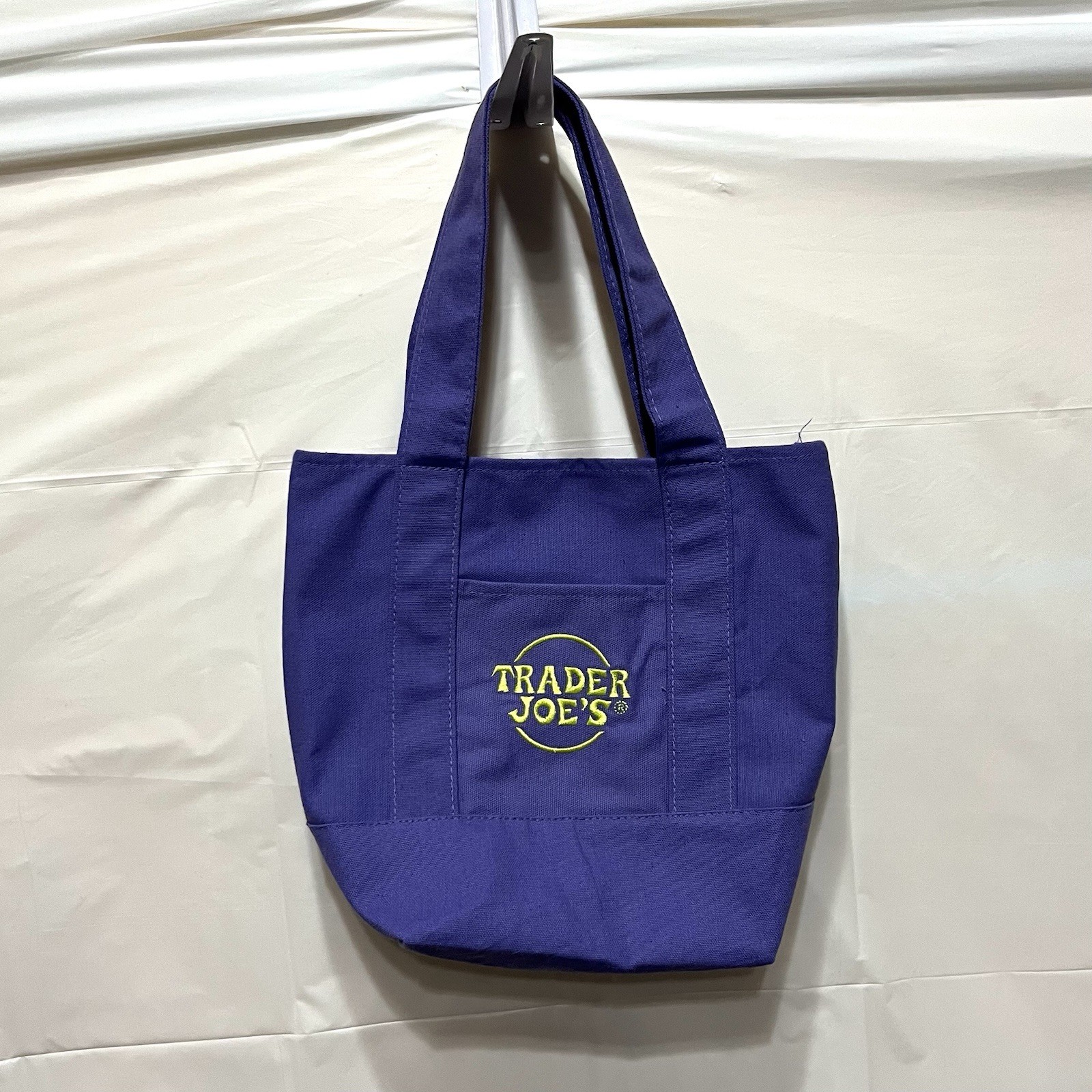 Trader Joe’s Purple Canvas Reusable Shopping Bag Foldable Solid Plain Tote