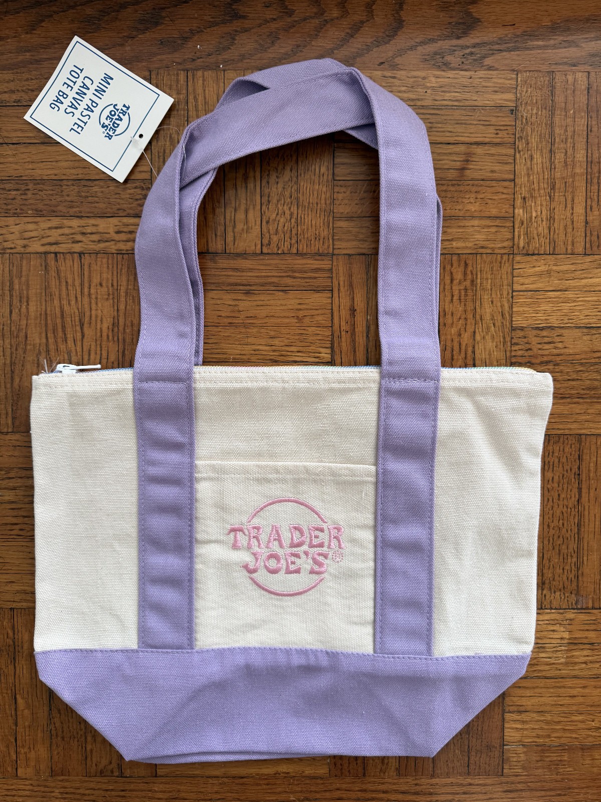 with Rainbow Zipper for closure – Trader Joe’s Mini Purple 🪻