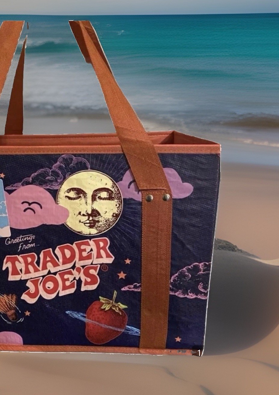 💛 2 Pack NEW Trader Joe’s Stand Up Foldable Reusable Grocery Storage Tote Bags