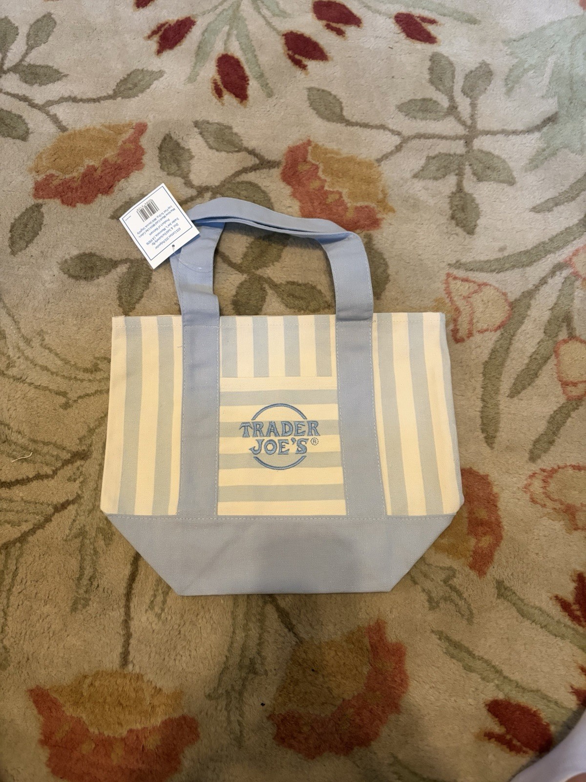 Trader Joe’s Striped Mini Canvas Tote Bag, Reusable Multicolor Shopping Bag