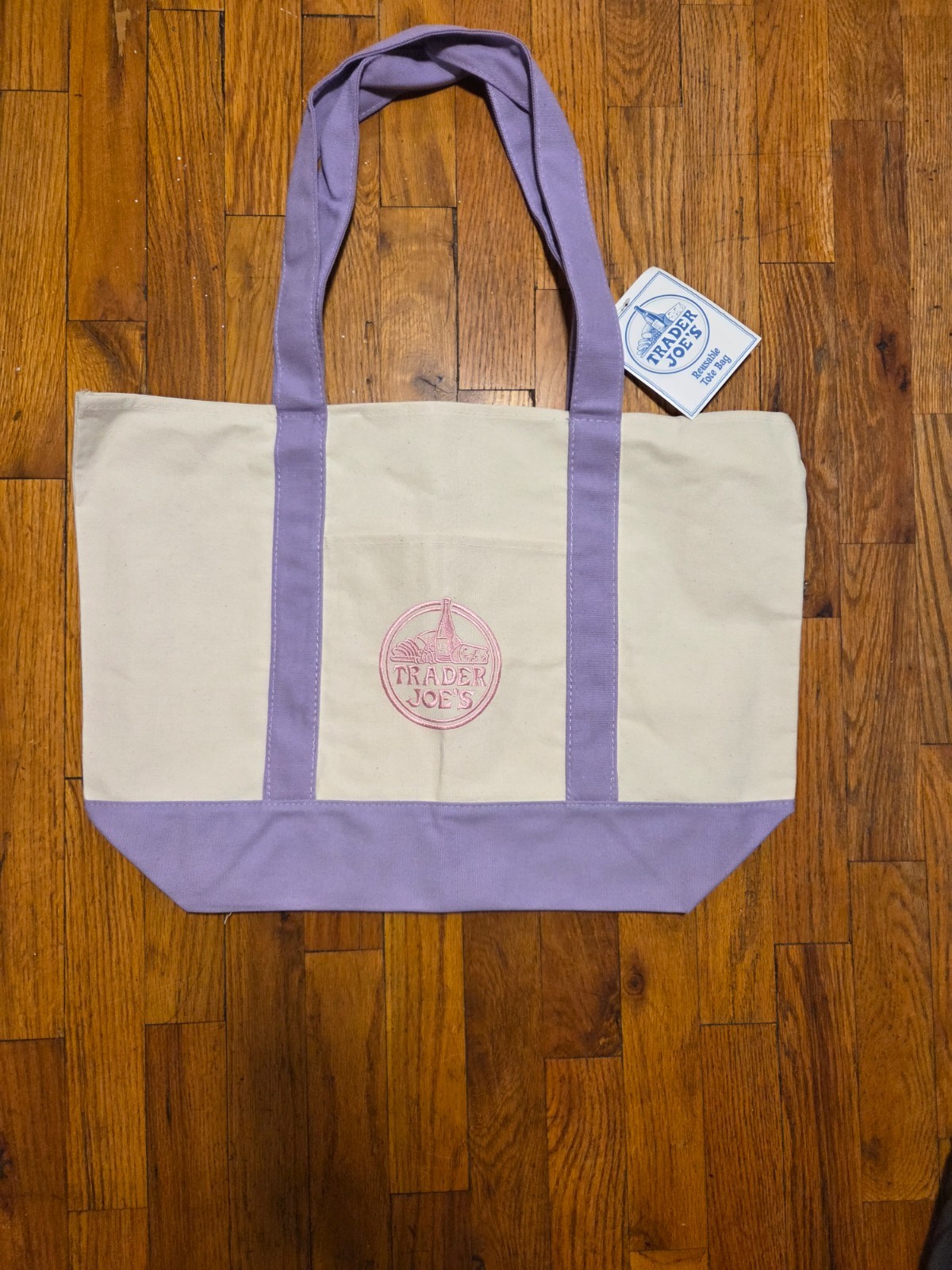 Trader Joe’s Canvas Large Purple Shopping Bag Limited Tote Lavender New W/Tags