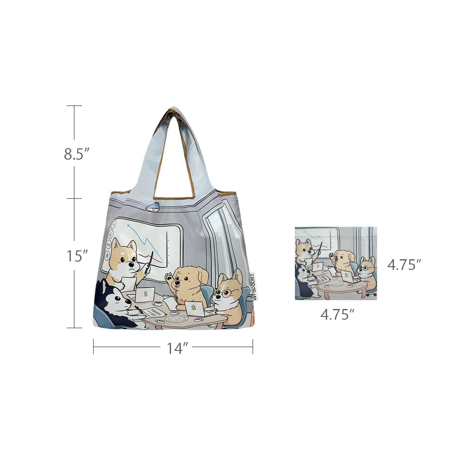 Medium Foldable Tote Nylon Reusable Grocery Bag (Set of 2), Dogs Rule
