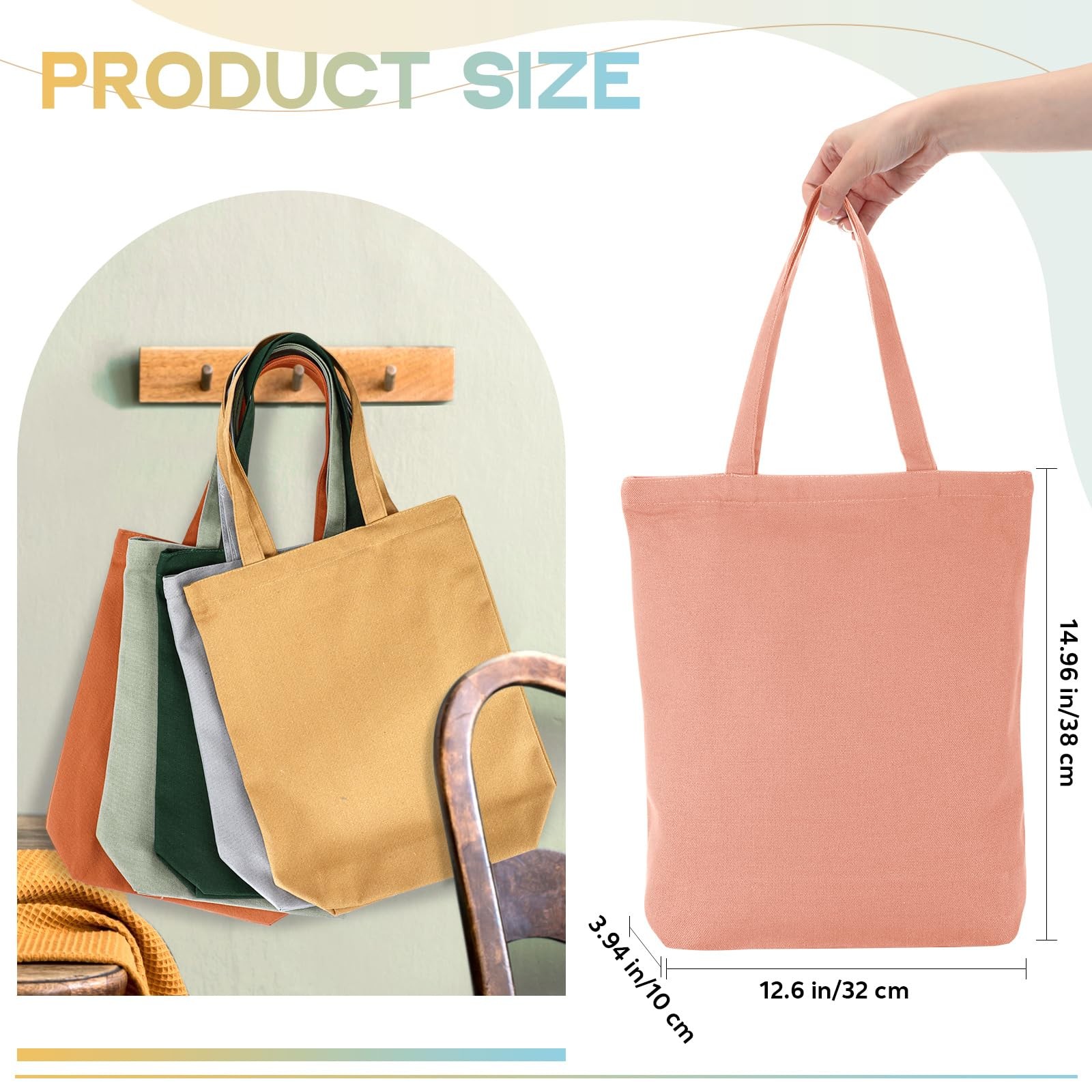 Canvas Grocery Shopping Tote Bags Bulk with Zipper Employee Coworker Apprecia…