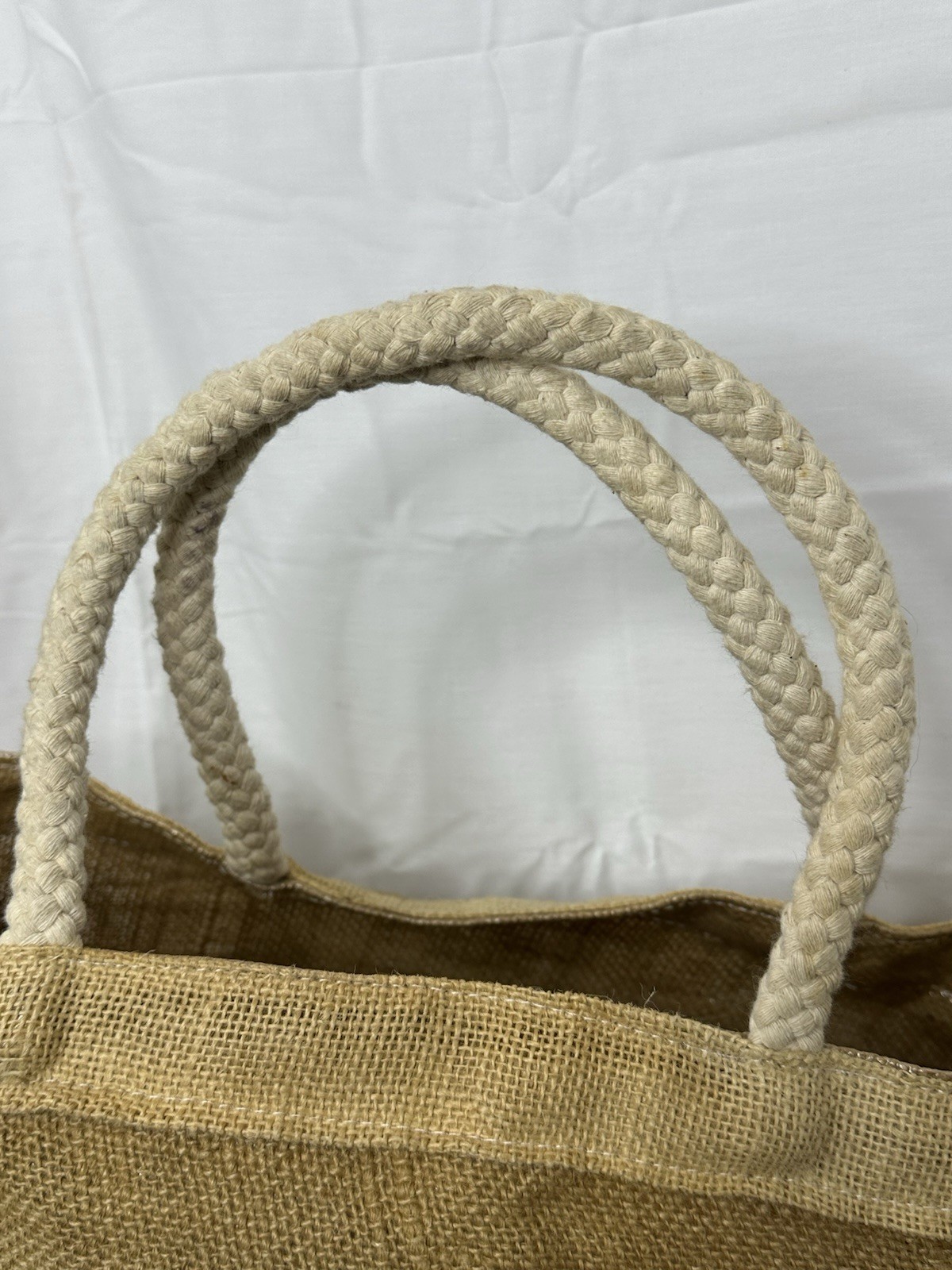 Vintage Trader Joe’s Mini Jute Tote Bag Retired Burlap Rope Handle Market Bag