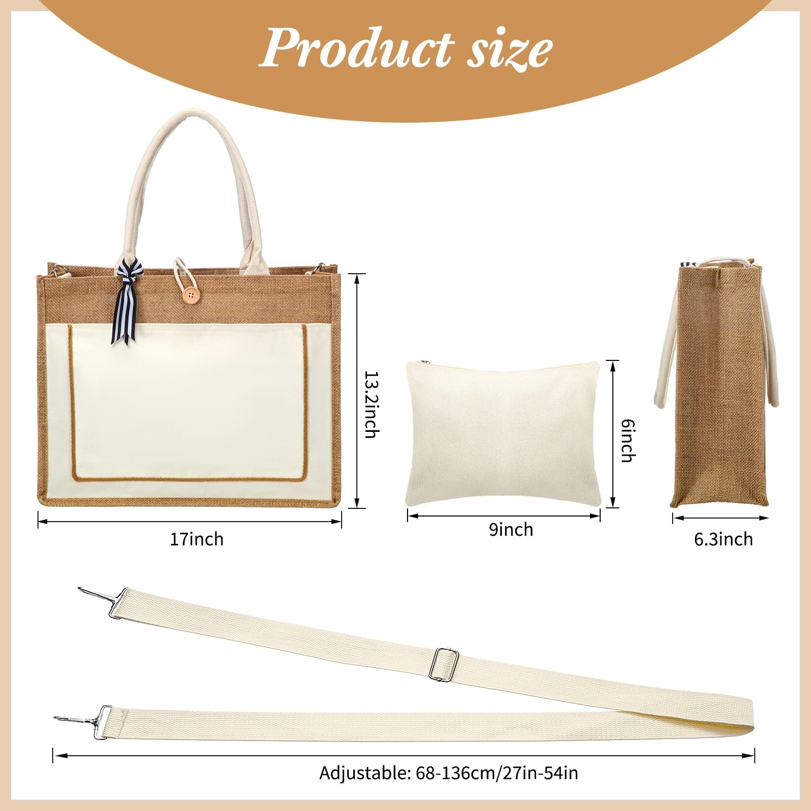 24 Pcs Burlap Tote Bags Bulk Large Reusable Jute Tote Gift Bags 17 x 6.3 x 13…