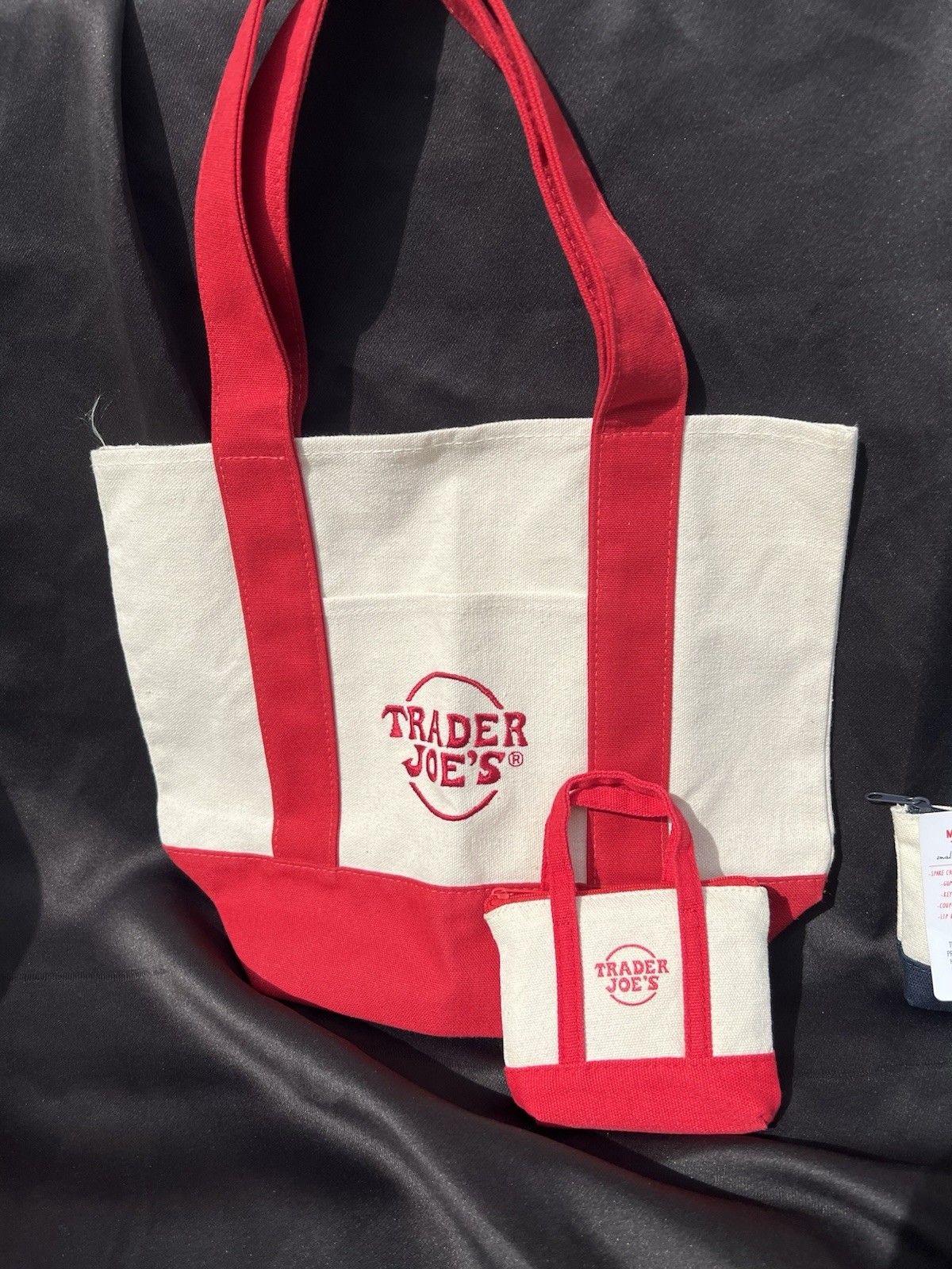 Trader Joe’s Canvas Micro Tote with Grocery Bag 4-Pack Multicolor 11x12x7