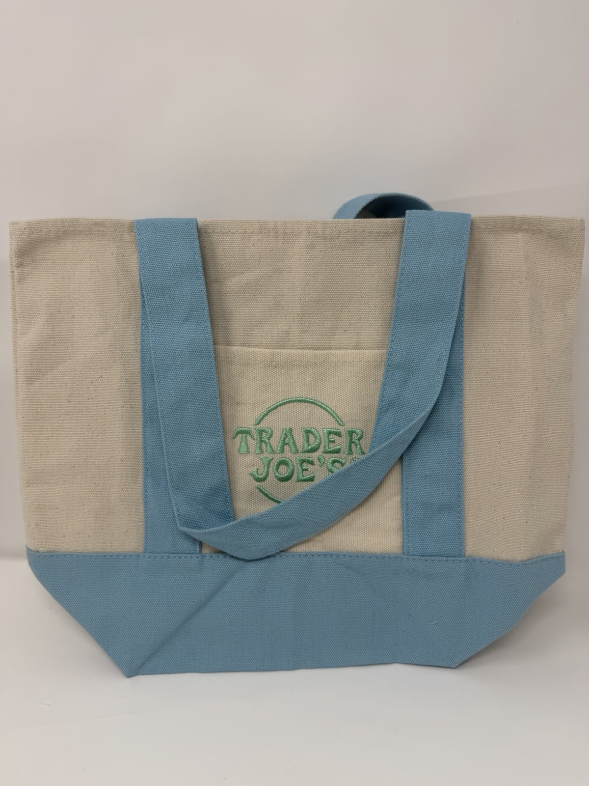 Trader Joe’s Mini Canvas Tote Bag Spring 2026 Pastel Blue NWT Free Shipping