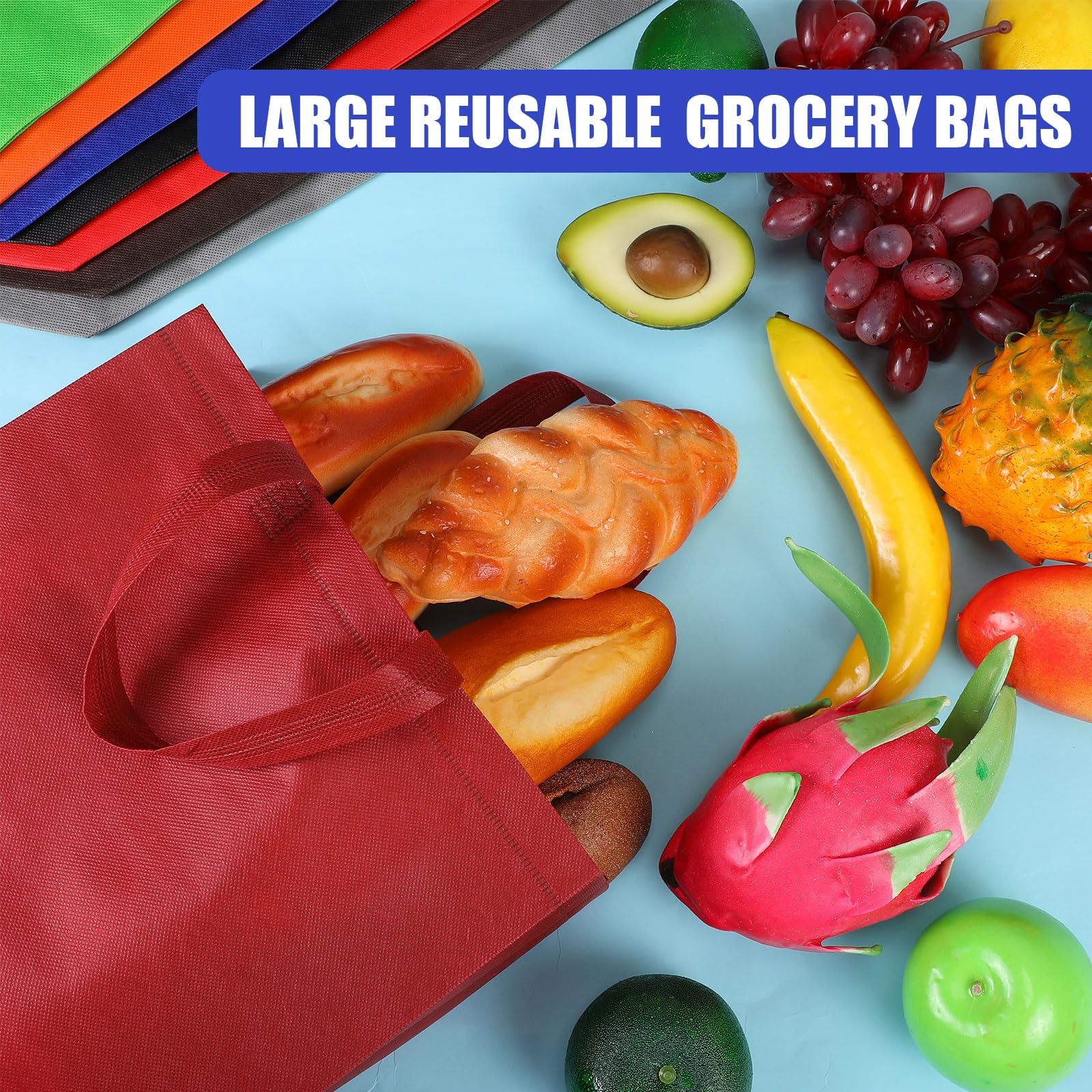 160 Pcs Non Woven Tote Bags Bulk 11.8 x 15 x 4 Inch Large Reusable Grocery Ba…
