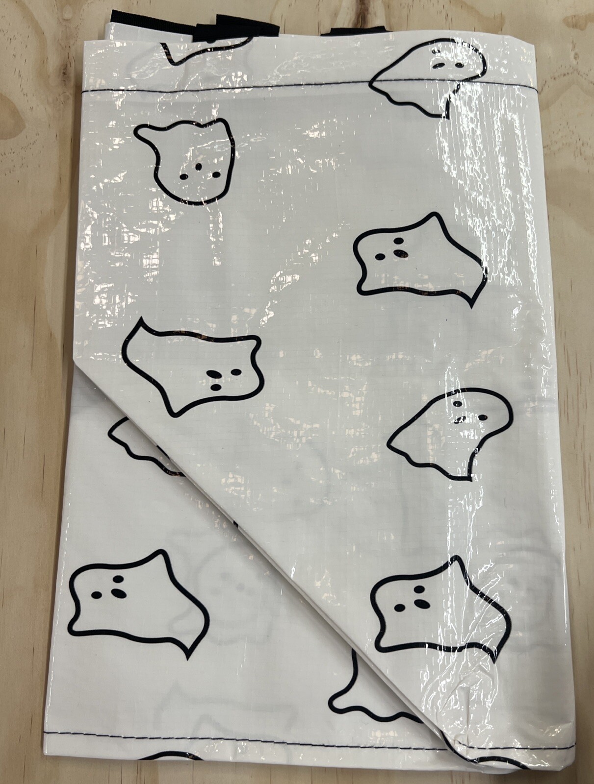 Ikea KUSTFYR Shopping Bag Tote Large 19 Gallon White/Black Ghost 21 ¾x13 ¾x14 ½”
