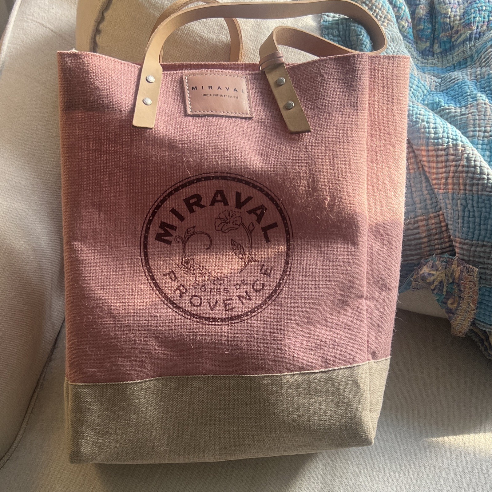 Apolis Global Citizen Miraval Canvas Tote Bag Pink/Beige 12x6x16