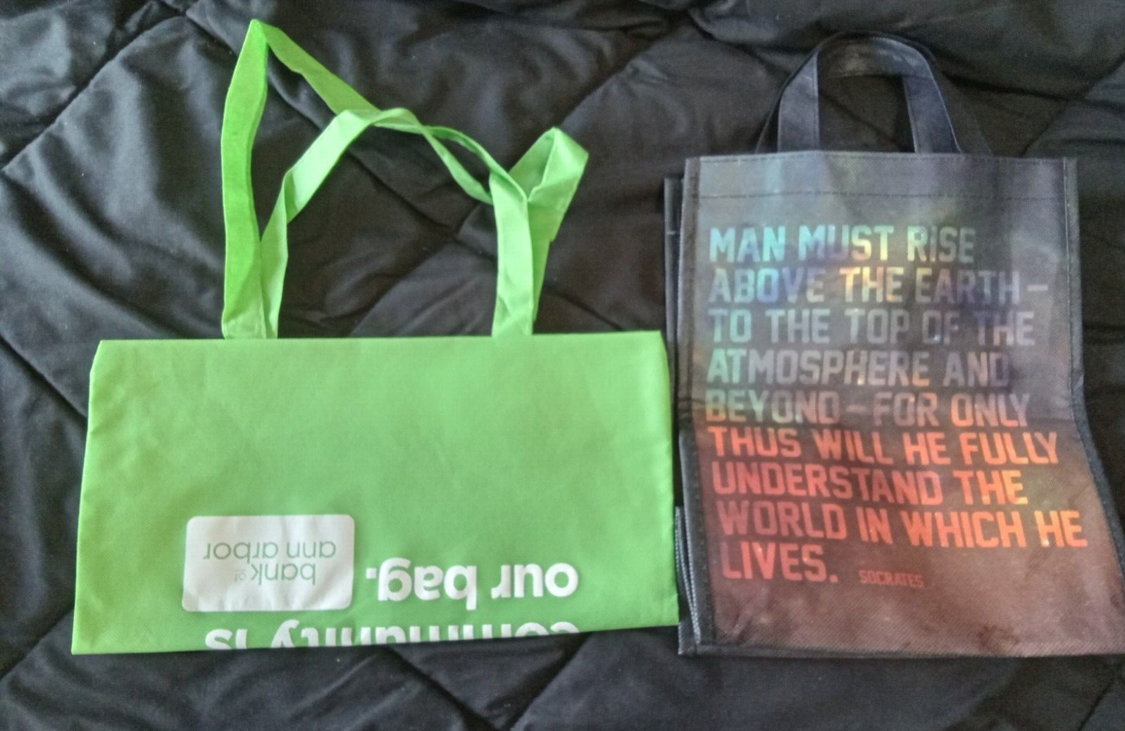 LOT OF 6 MISCELLANEOUS TOTE/GROCERY BAGS VARIOUS SIZES/LOGOS