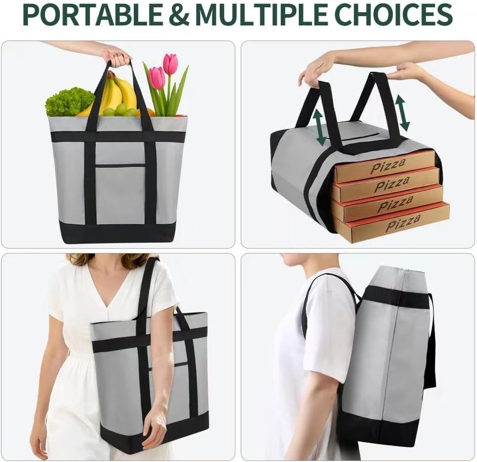 Versatile 39L 2PK Reusable Grocery Bags with Insulation & Side Pockets