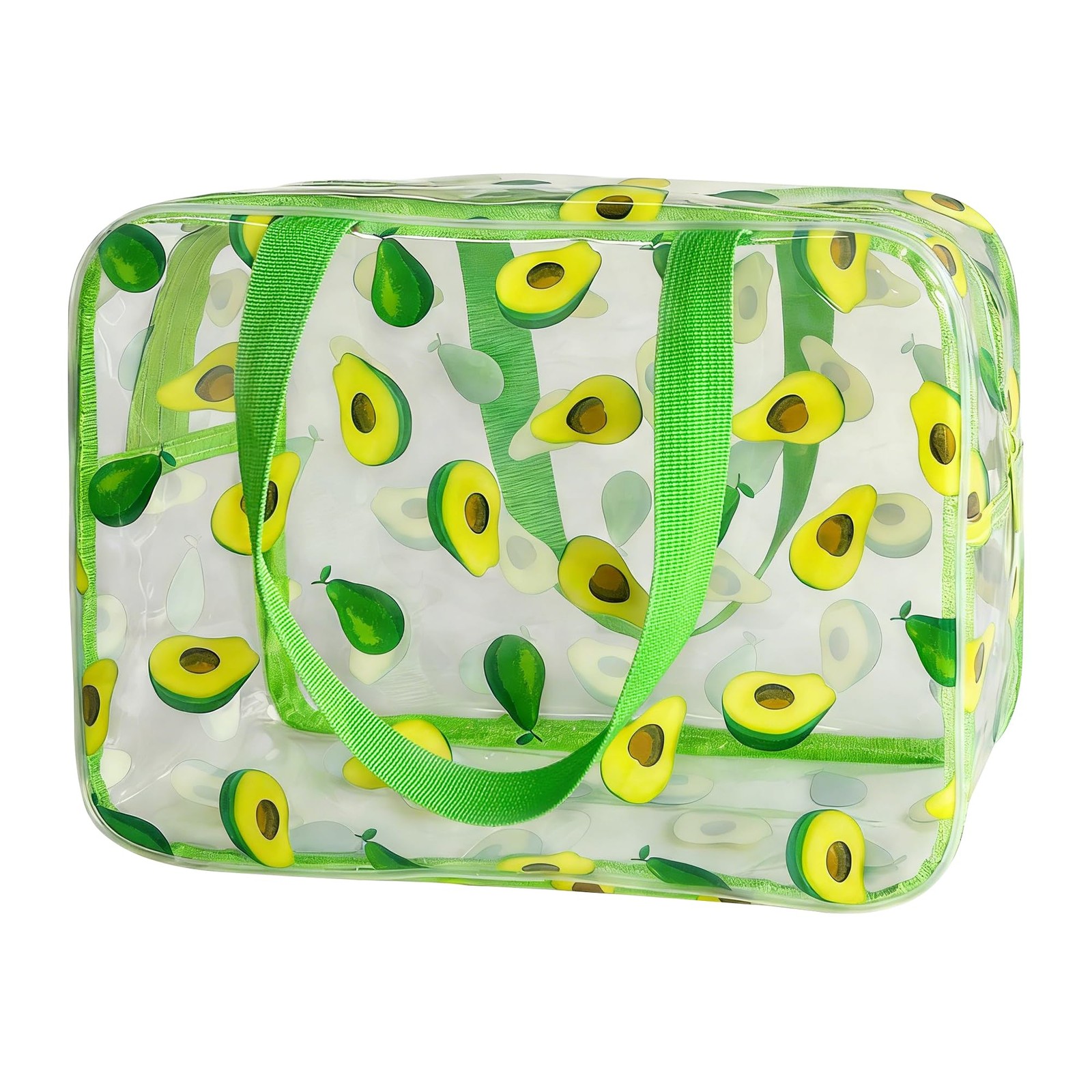TotePrint Flower Makeup Bag – Clear Printable Vinyl Cosmetic Pouch, Avocado