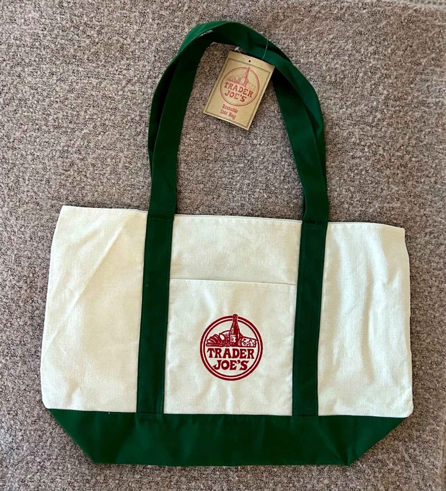 Trader Joe’s Tote Canvas Reusable Heavy Cotton Basic Style Shopping Green / New