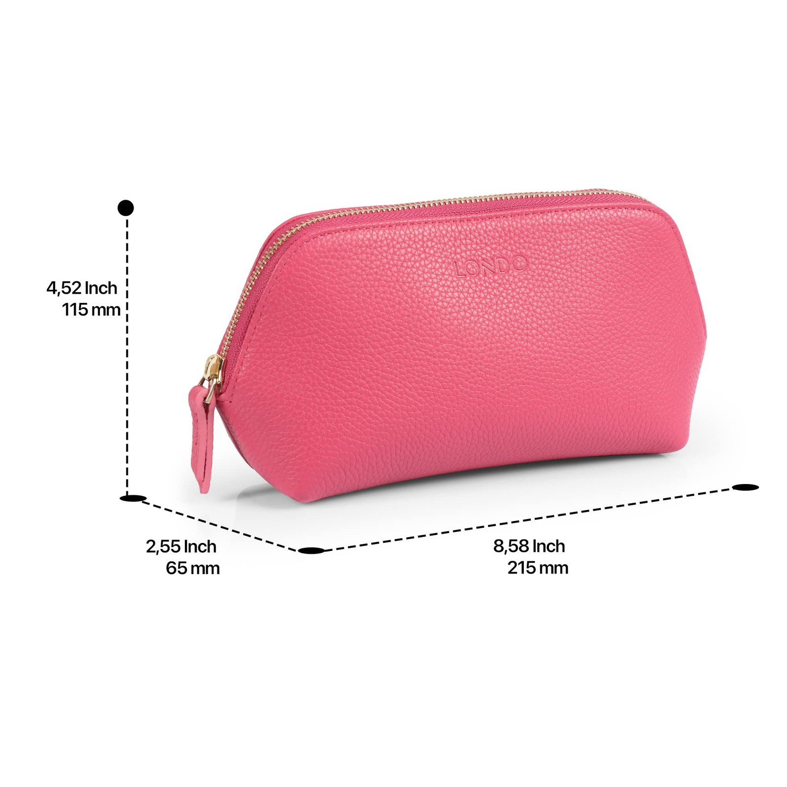 Londo Genuine Leather Makeup Bag Cosmetic Pouch Travel One Size, Pink