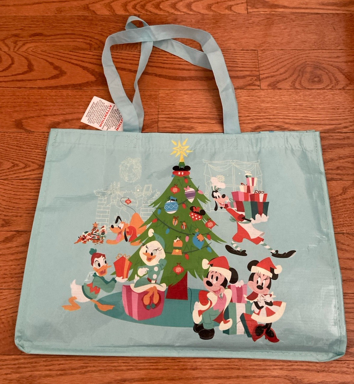 Disney Reusable Tote Bag Blue Christmas Xmas Mickey Friends Plastic New